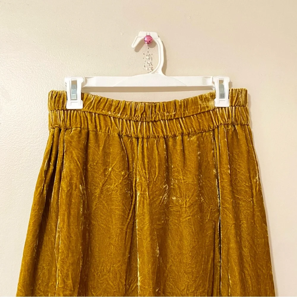J Crew Crushed Velvet Skirt Midi Straight Gold Yellow Size Small